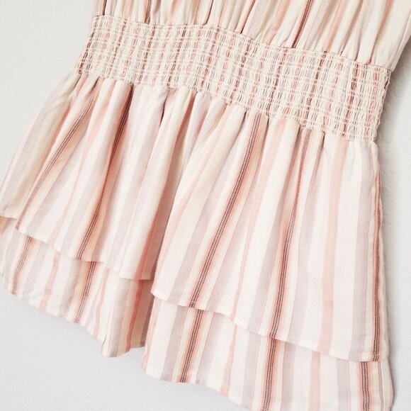 Paige Cristina Ruffle Smocked Tiered Minidress XL Ecru Neutral Boho Beach $199 - Picture 12 of 16